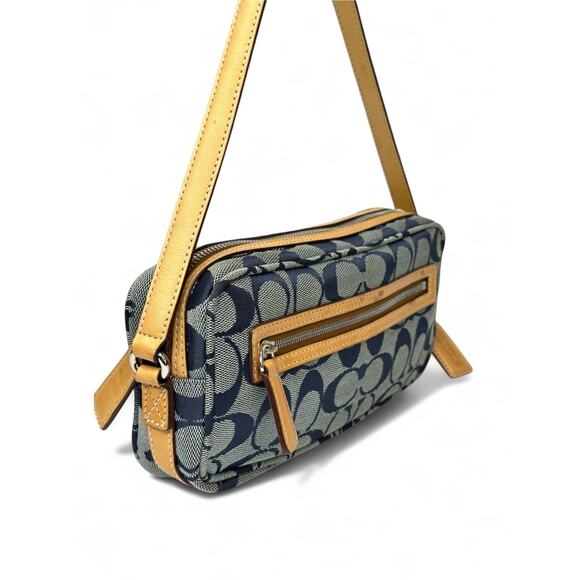 Coach Vintage Y2K Signature Blue Canvas Mini Shoulder Bag - Picture 4 of 13